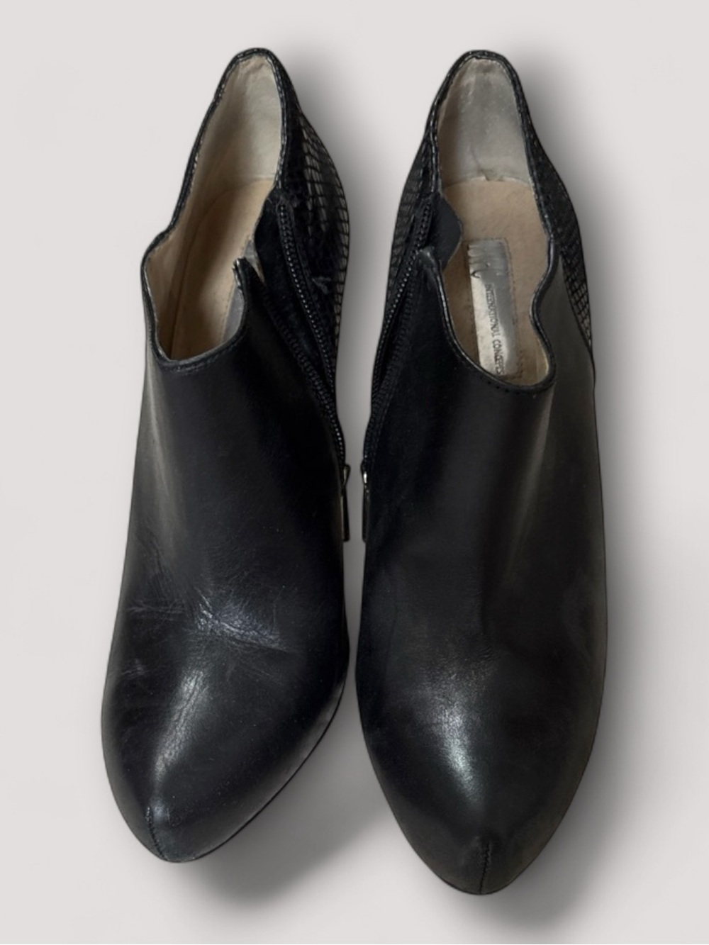 INC International Concepts Black Pointed Leather Ankle Booties